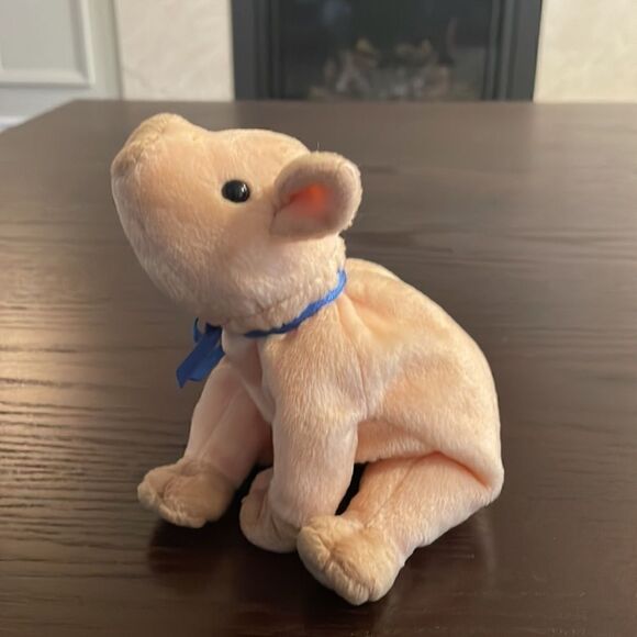 Vintage Ty Beanie Baby 1999 Knuckles the Pig w Blue Bow Excellent Condition 7” - Picture 3 of 6